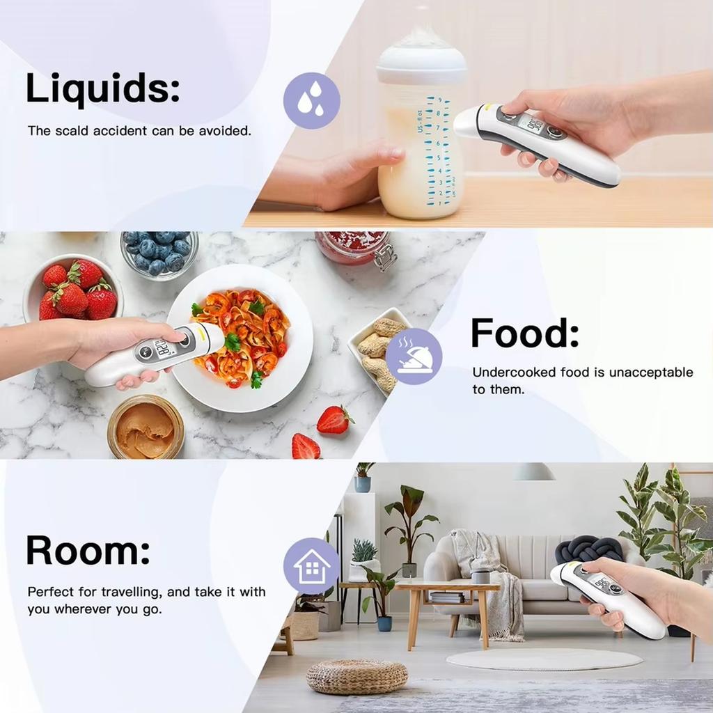 Non-Contact for Forehead, Ear & Object Temperature, Accurate 1-Second Reading with LCD Screen, for Family & Clinical Use