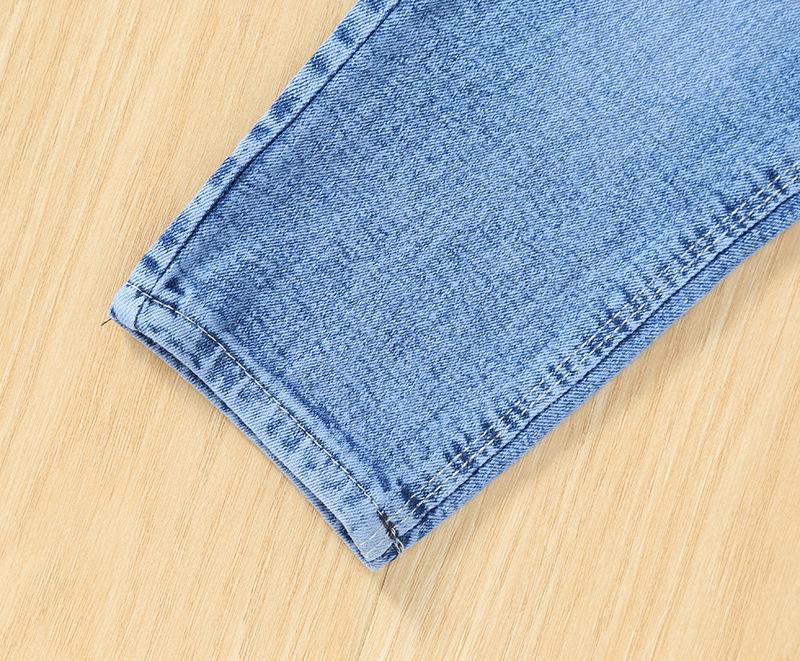 Джинсы прямые для девочек и мальчиков Весна/Осень 2025 - Выстиранный стиль для детей среднего и большого возраста