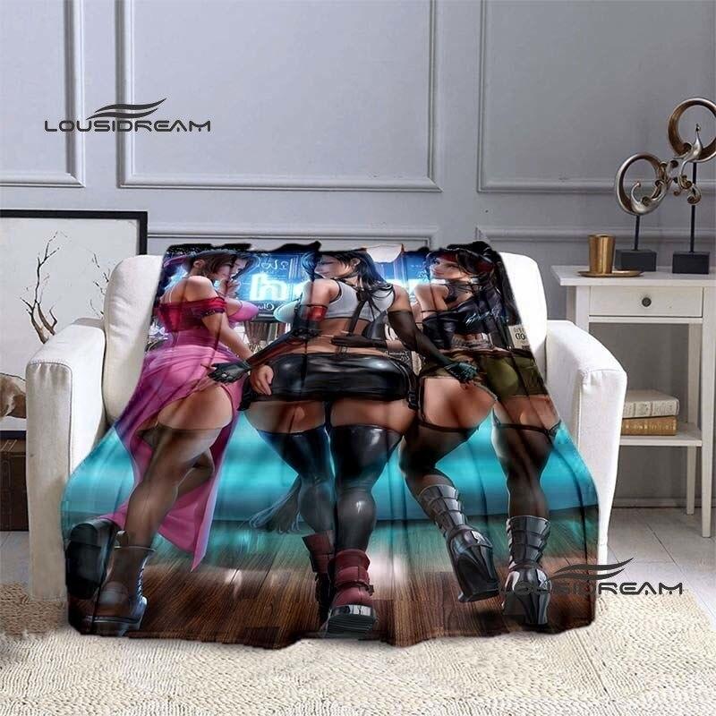 FINAL FANTASY Tifa Aerith Blanket Sexy Beauties Flannel Blanket Adults and Children Bedroom Coverlet Sofa Camping Warm Blanket