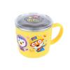 Pororo Non-slip Transparent Lid Stainless Steel Cup, Yellow, 1 Piece
