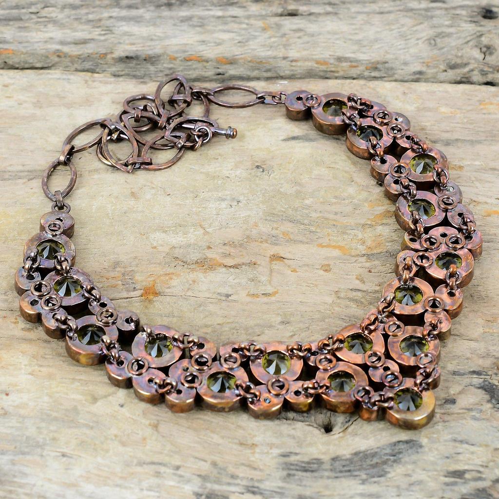 Ожерелье из граненого лимонного кварца Ожерелье из гальванопластичной меди Ожерелье с регулируемой цепочкой Ожерелье из натурального танзанитового кварца и мозамбикского граната