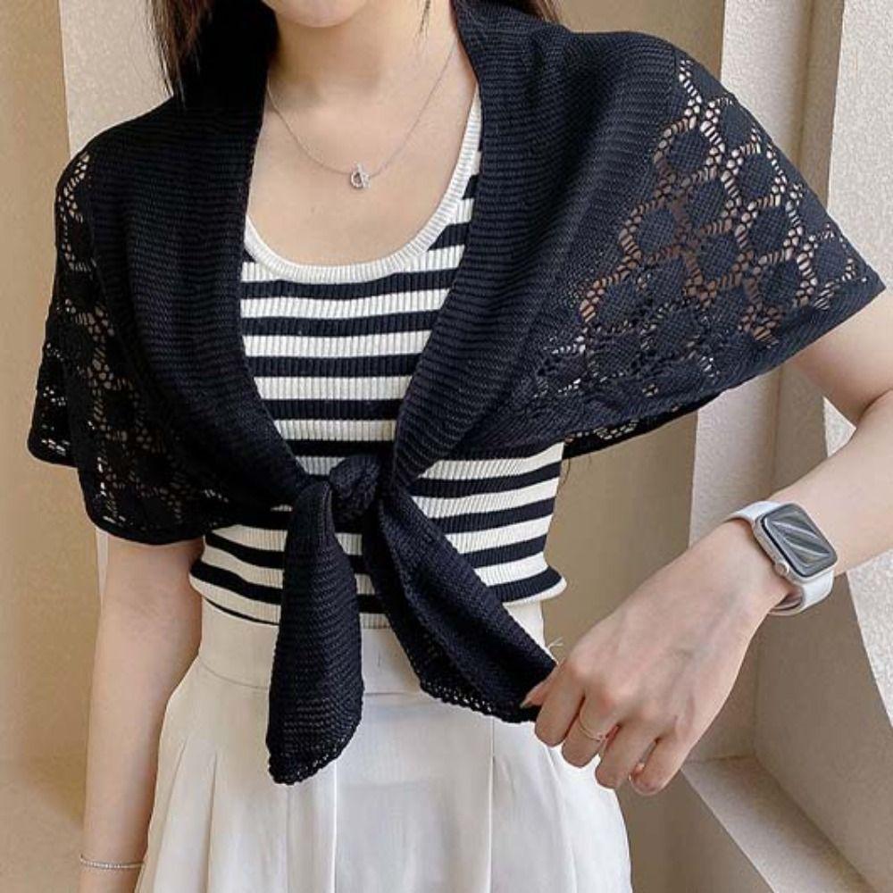 Weave Knitted Hollow Shawl Cross Blouse Shoulder Fake Collar Autumn/Winter/Spring/Summer