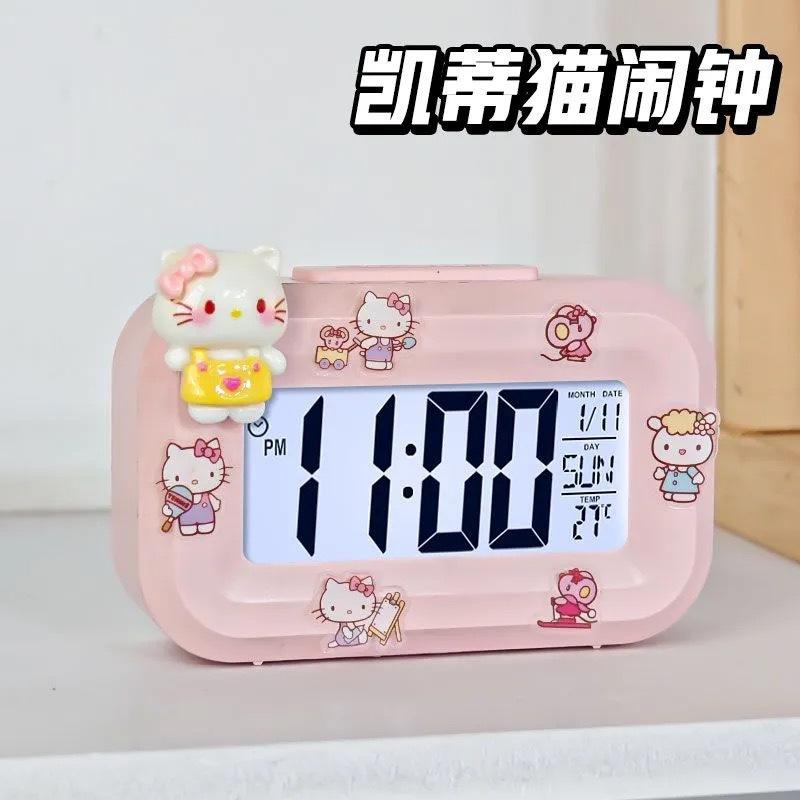 Cute Capi Mini Alarm Clock Desktop Table Clock Timing Cute KT Bow Decoration Children's Mini Clock