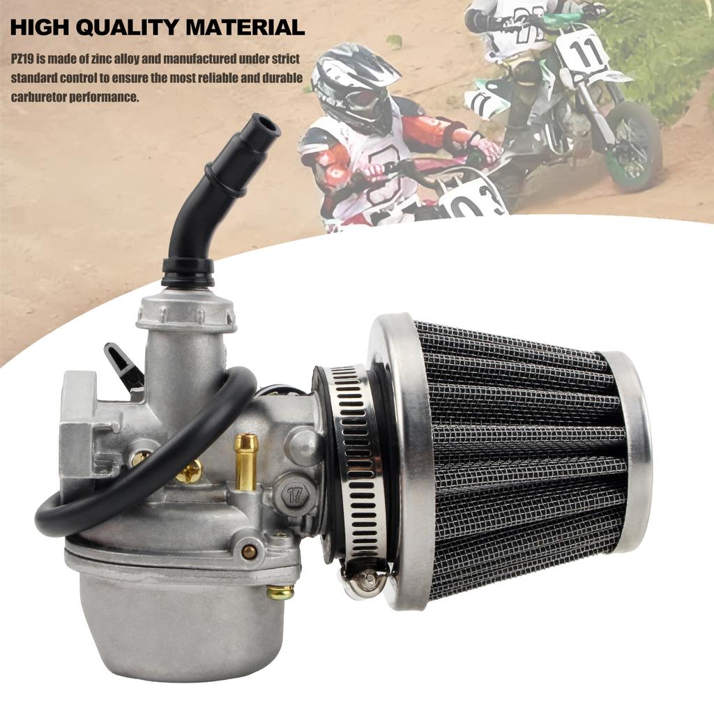 Universal Motorcycle Carburetor PZ19 19mm Set with Air Filter for 50 70 90 110cc ATV Off-road Dirt Pit Bike Motocross