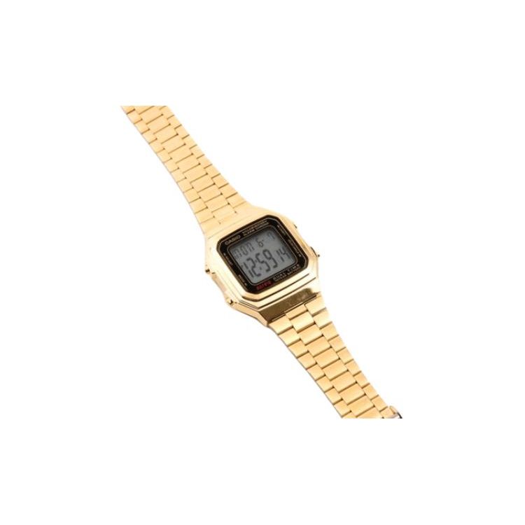 Casio Серия для молодежи Классические Ретро Квадратные Модные Повседневные Универсальные Кварцевый механизм Стальной ремешок Женские часы Золотые A178WGA-1ADF