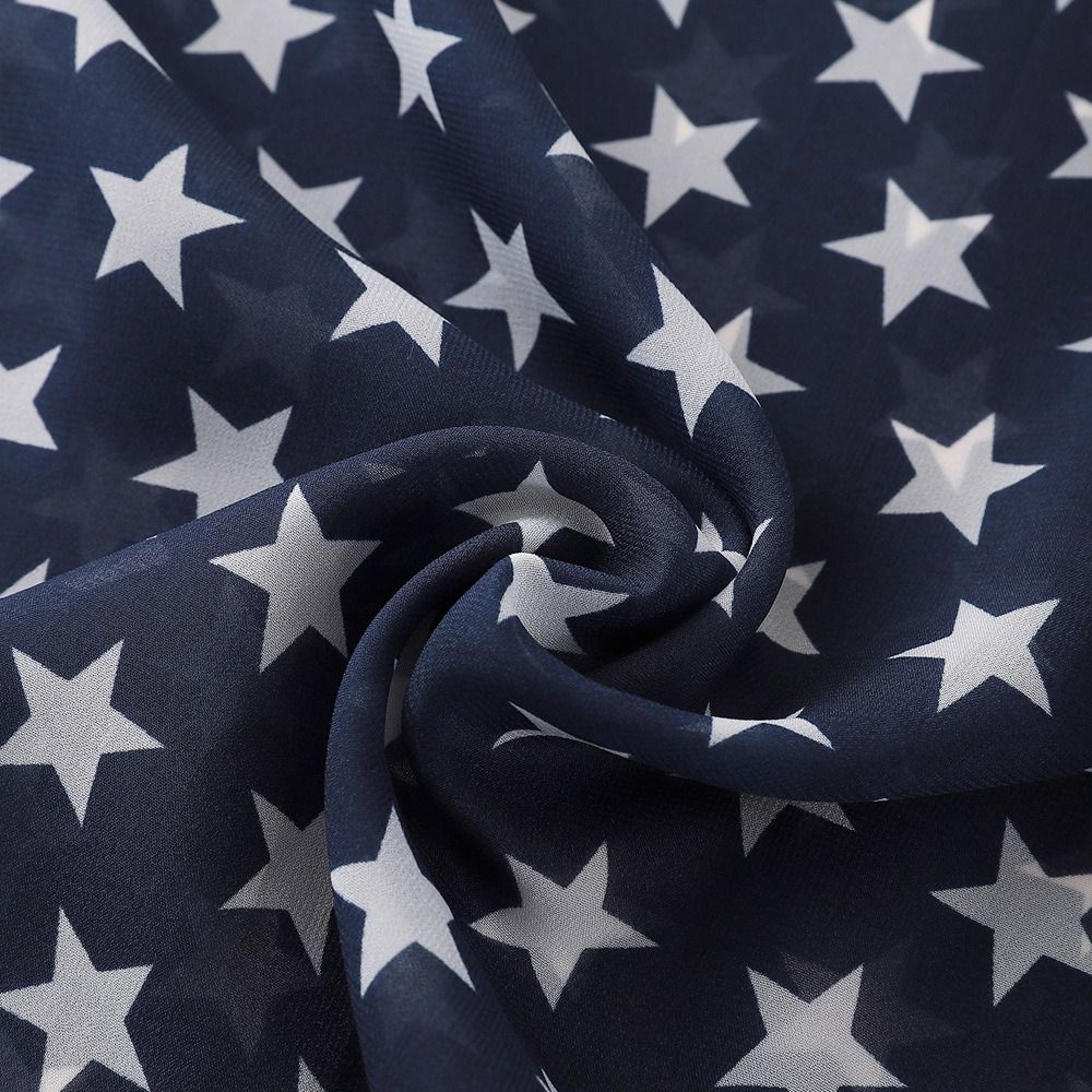 Classic American Independence Day Flag Scarf Sun Protection Five Pointed Star Design Chiffon Scarf Windproof Beach Scarf Women's