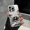 Черный Чехол для Телефона с Золотым Цветком Лотоса для iPhone 17 16e 16 15 14 13 12 11 Pro Max X Xs XR 8 7 6 6s Air Plus Покрытие с Текстурой Перышка