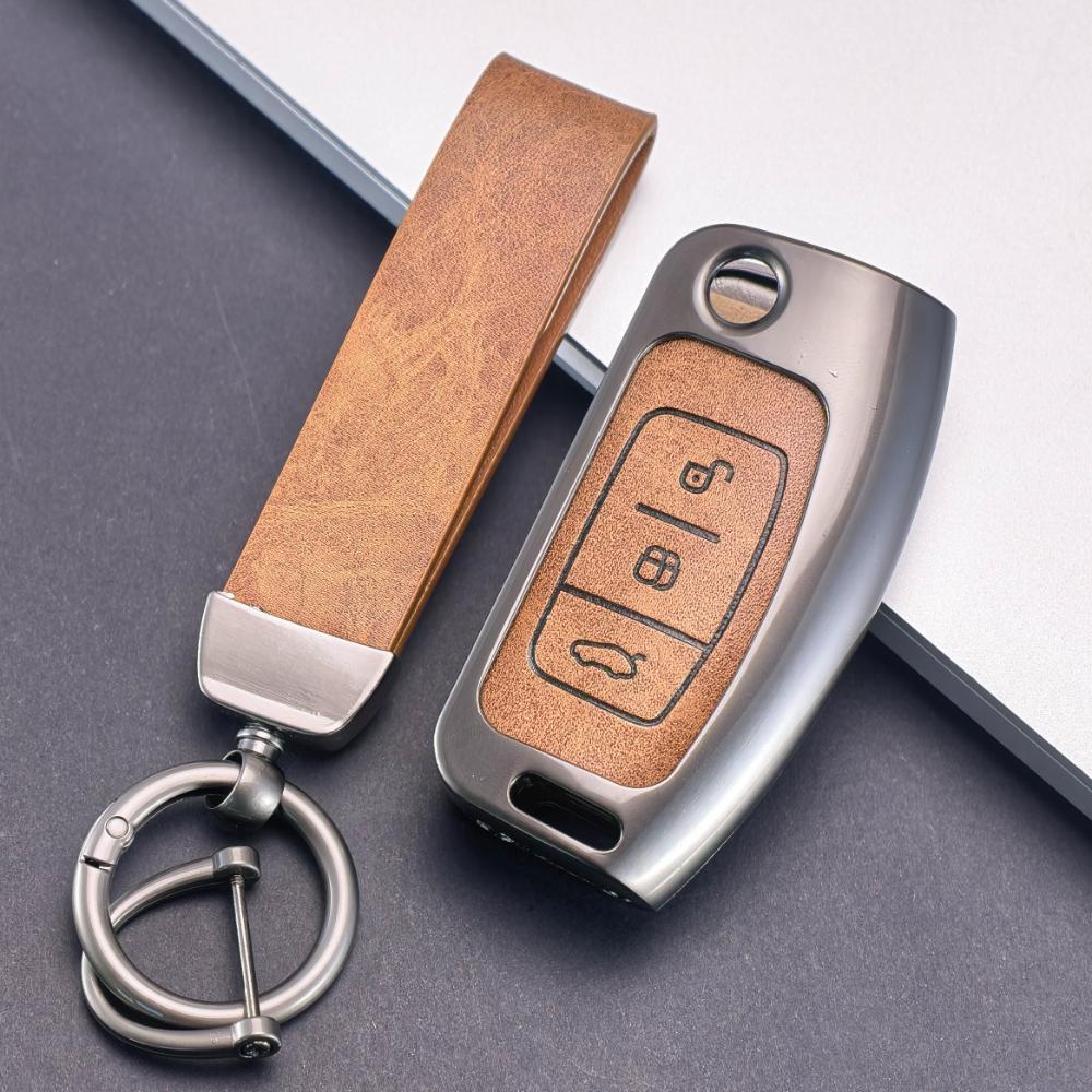 Keychain Holder for Ford Focus mk2 C Max S-MAX EcoSport Fusion Fiesta Mk7 Cowgar Mondeo 2 Mustang Zinc Alloy Car Key Case Cover