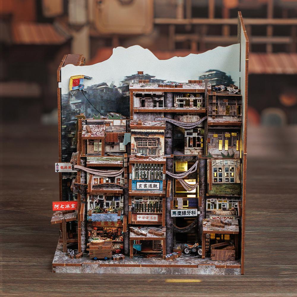 CUTEBEE 3D Подставки для книг DIY Домик для кукол со светодиодной подсветкой 3D Модель-конструктор из дерева Подставка для книг Игрушка Подарки на день рождения для взрослых