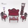 3Pcs/Set 1/12 Doll House Wooden Sofa Armchair Model Miniature Funiture Accessory