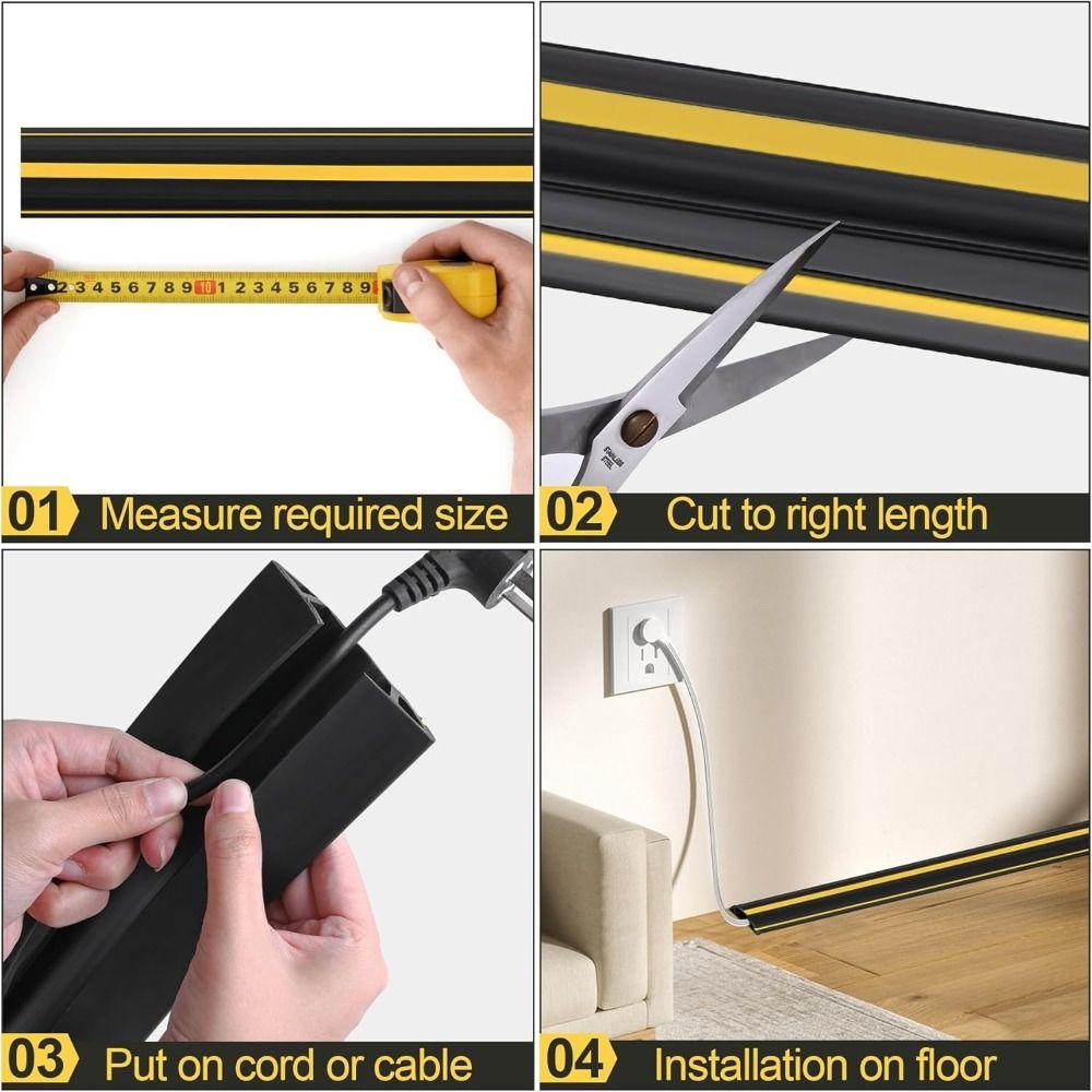 ПВХ-укрытие для провода 1 м Защитный чехол для шнура питания Профессиональное напольное покрытие для шнура питания на открытом воздухе