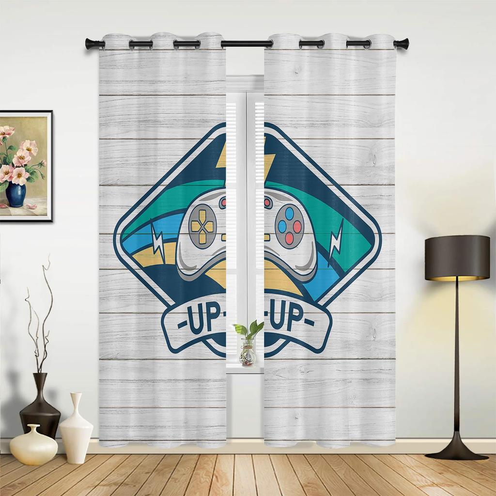 Кнопка геймпада Видеоигра Мультфильм Шторы для спальни Гостиная Шторы Кухня Детская комната Оконные занавески Домашний декор