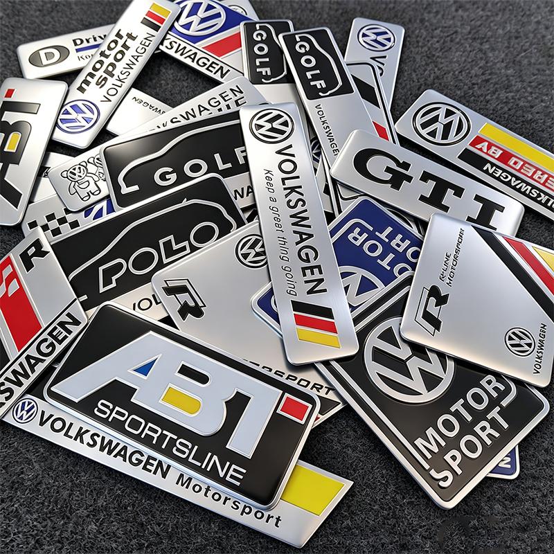 T28Volkswagen Series Aluminum Badge Car Body Stickers Decals Accessories For VW GTI Polo Golf Passat Tiguan T-ROC Arteon Jetta MK6