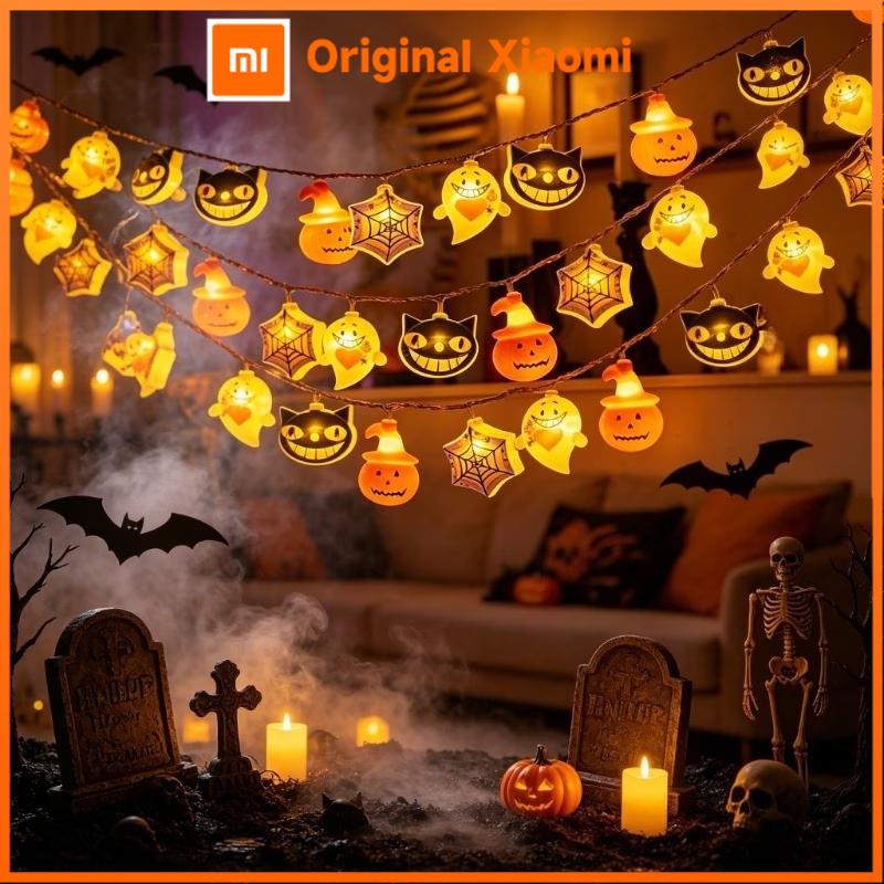 Xiaomi 1PC 10/20LED Halloween String Lights Pumpkin Ghost Spider Web Cat Atmosphere Lights Ideal for Indoor Outdoor Window Porch Decor