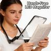 Увеличительное стекло на шею Hands Free со светодиодной подсветкой для рукоделия, чтения, ремонта, перезаряжаемое, с регулируемыми линзами, ночник