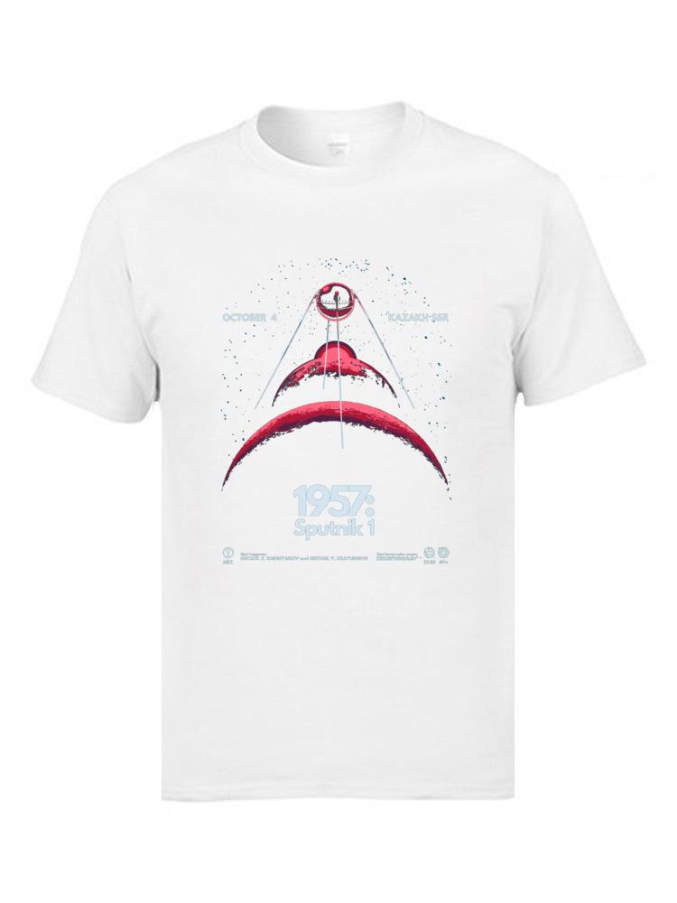 Советский Спутник Искусственный Спутник Космические Футболки Футболки для Отца 2019 Новейшие 100% Хлопковая Ткань Мужские Топ Футболки Индивидуальные