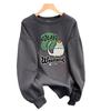Women's 300g Chinese Cotton Sweatshirt, Cartoon Print, Korean-Style, Loose Fit, Versatile Casual Top for Spring and Autumn