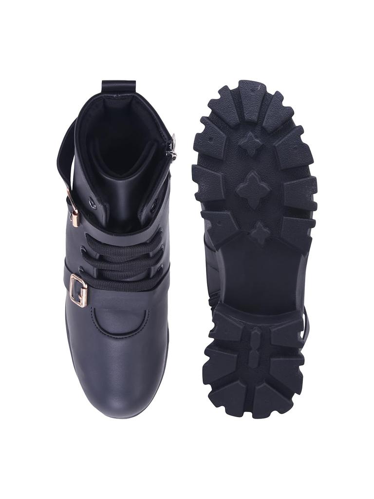 Shoetopia Женские короткие ботильоны на массивном каблуке с нескользящей подошвой, удобные модные ботильоны на щиколотку | Мягкая амортизирующая подошва | Для повседневной носки, вечеринок и зимы
