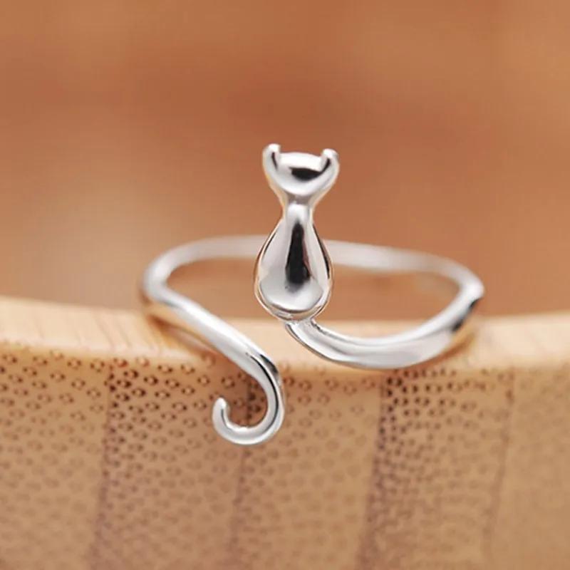 925 Sterling Silver Cat Rings for Women Engagement Luxury Designer Jewelry Female Offers with Jewellery