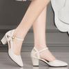Solid Color Buckle Sandals Summer Female Fairy Style Students All-match Baotou Shallow Mouth High Heels Women
