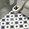 Navy Blue and Cream Color Compass Rose Tiles Floor Sticker Kitchen Bathroom Ground Home Decor Wear-resistant Waterproof Wall Decal