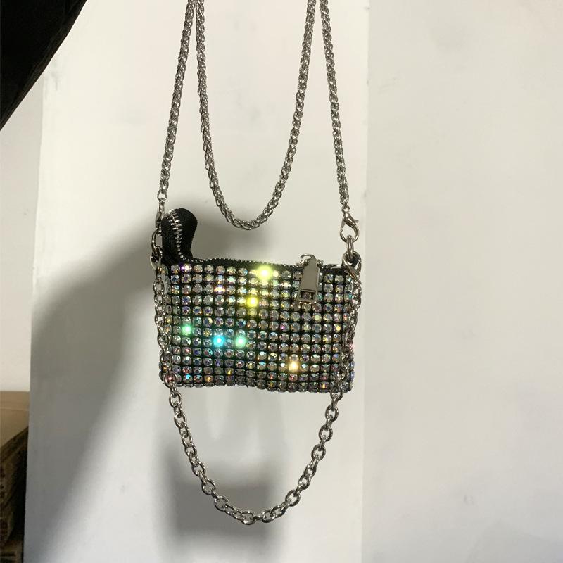 2025 Spring Fashion Rhinestone Chain Crossbody Lipstick Bag