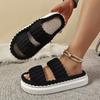 Extra Wide Women'S Fashion Fleece Slides - Comfortable Non-Slip Sole Open-Toe Design - Stylish Indoor Shoes
