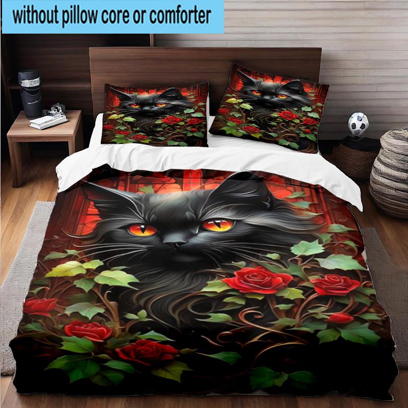 Crystal Cats Fantasy 3pcs Bedding,Including 1pc Duvet Cover And 2pcs Pillowcases Perfect for Christmas,Ideal for Bedroom, Dormitory