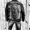 Vintage Viking Print Denim Jacket Men Regular Fit Winter Casual Wear