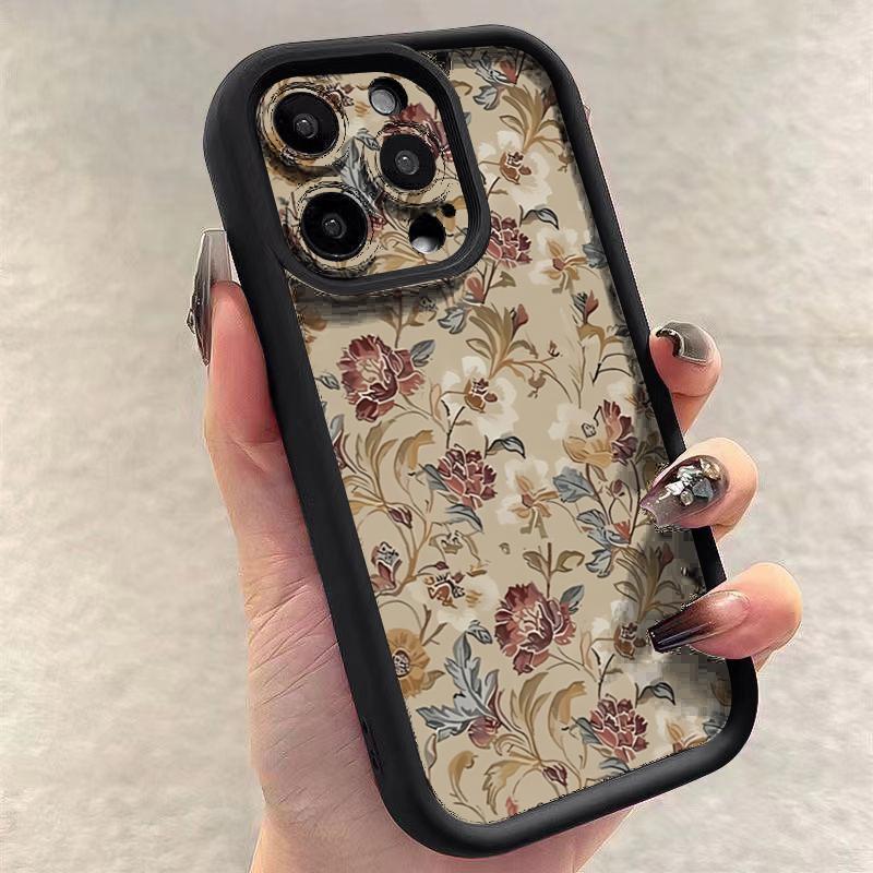 Винтажный цветочный чехол для телефона iPhone 17 Чехлы iPhone 16 16e 15 14 13 12 11 Pro Max XS XR 7 8 Plus Ударопрочный мягкий чехол