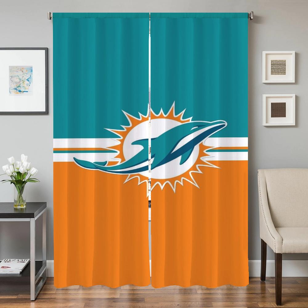 Window Kitchen Curtains For Living Room 2 Pieces Blackout Curtains Door Curtain Miami D-Dolphins Partition Bedroom Decoration