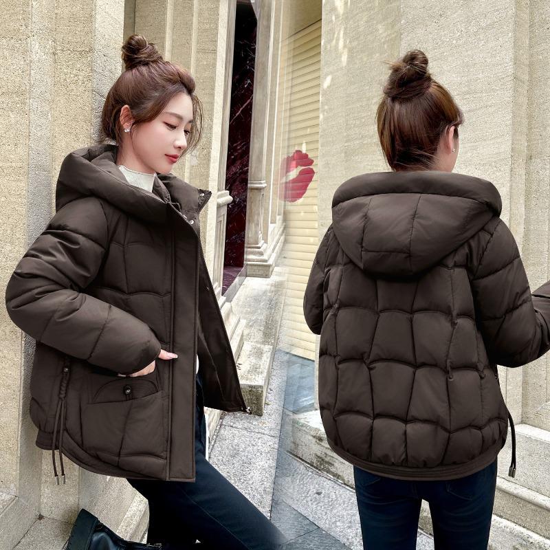 Зимняя новая хлопковая куртка женская с капюшоном универсальная модная простая хлопковая свободная хлопковая куртка