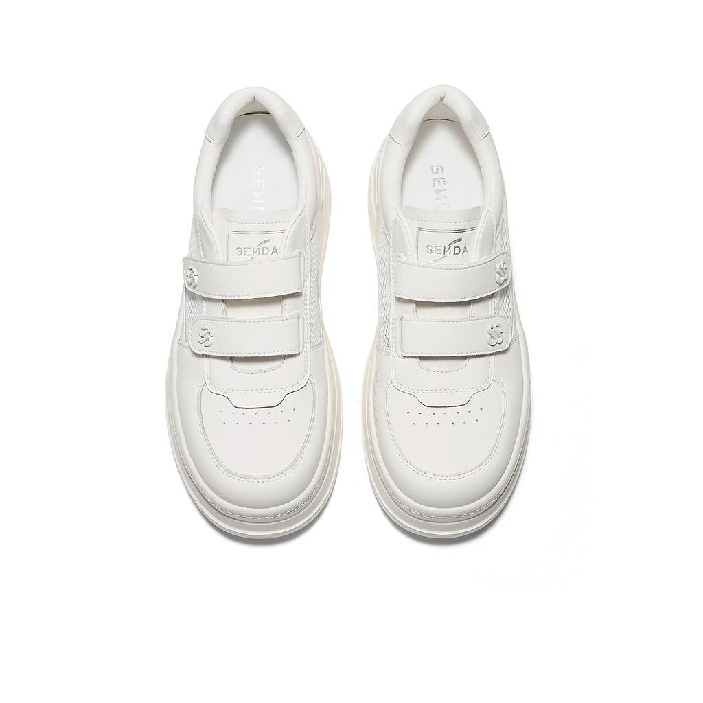 Senda Mesh Shoes Women's 2026 Summer New Thick Sole Breathable Casual White Shoes