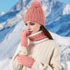 Winter Hat Scarf Gloves Set Fleece Lined Hat Warm Neck Wrap Thick Knitted Touchscreen Gloves for Men Women Cycling Hiking Travel