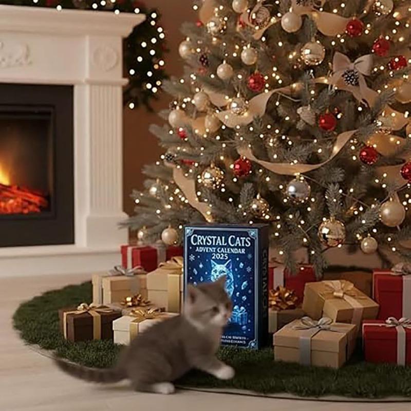 Crystal Cats Advent Calendar 2025, 24 Days of Crystal Cats Advent Calendar, Christmas Countdown Calendar with 24 Different 2D Acrylic Cat Ornaments