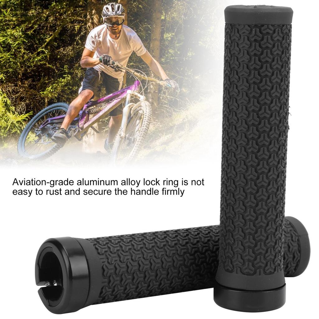 Mountain Bike Handlebar Single Locking Grips Shock Absorbing Rubber Grips