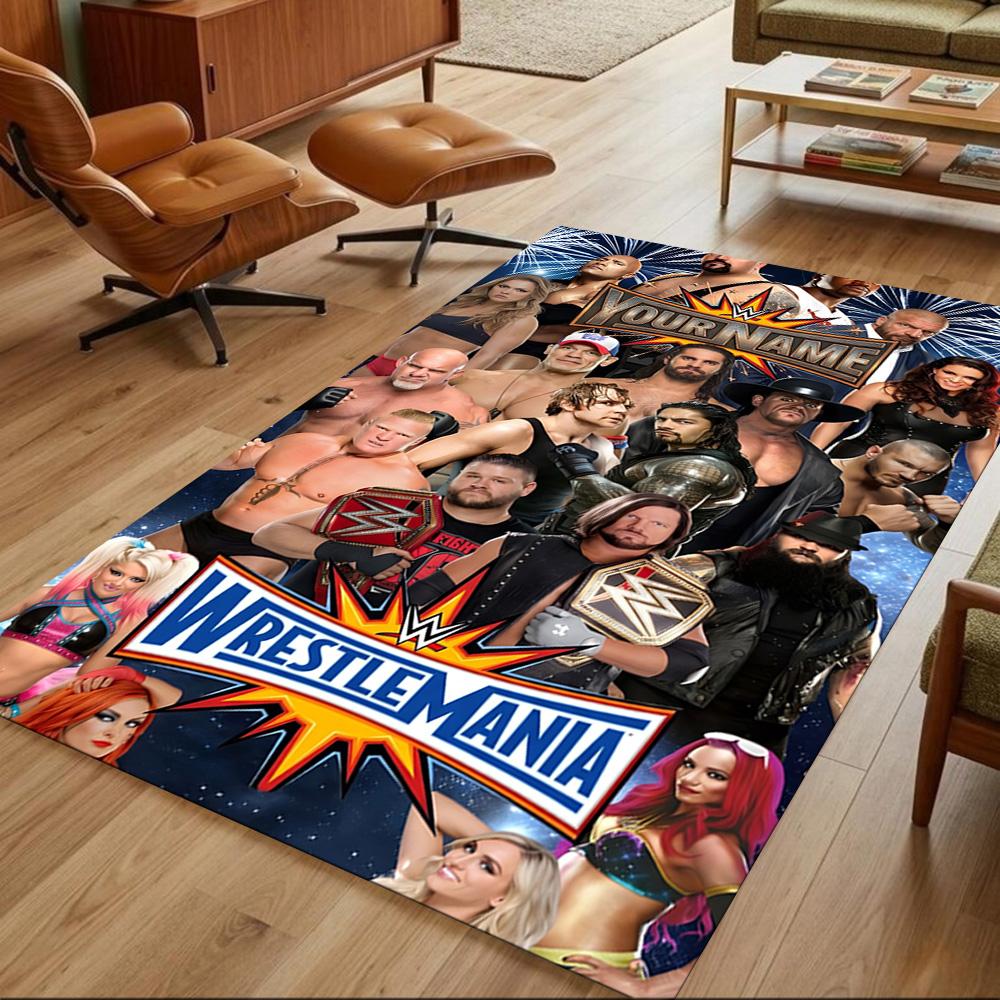 Wrestlemania Personalized Text Area Rug Design for Kitchen Dormitory Balcony Living Rooms Anti-slip Rug Decorate Offices Birthday/Christmas Gift