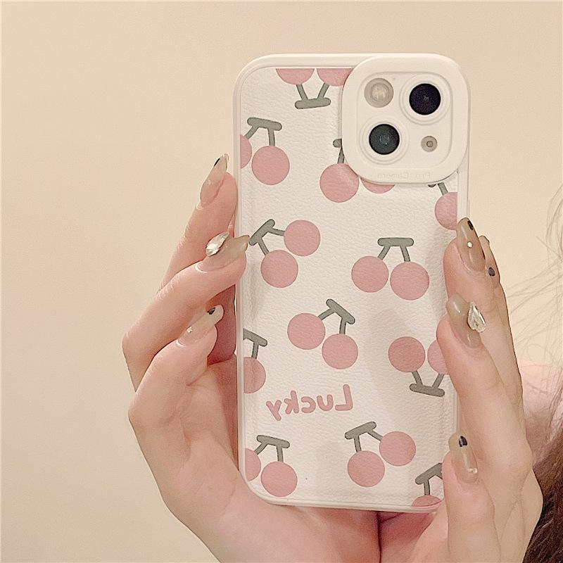 Чехол Zhitai Creative Cherry Leather для iPhone 11/13 Pro/14/XS/678