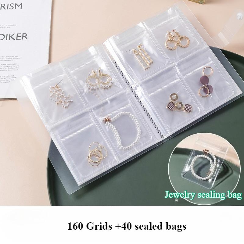 Portable Jewelry Organizer Album with Transparent Pockets-Organizer for Earrings,Rings,Necklaces-Anti-Oxidation Zipper Seal Bag.