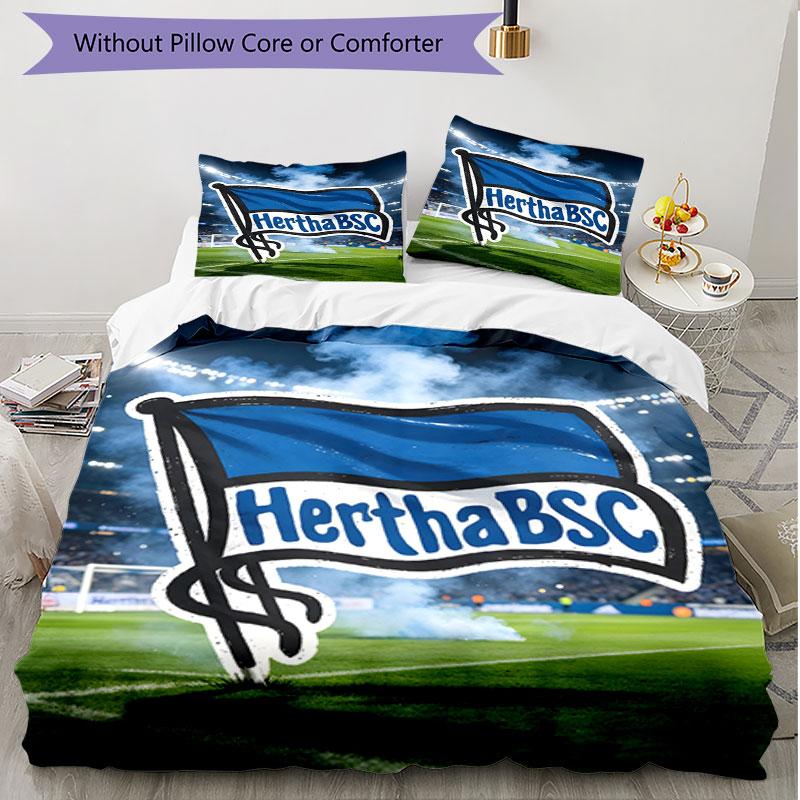 3pcs Duvet Cover Set (1*Duvet Cover + 2*Pillowcase, Without Core), Hertha BSC Print Soft All‑Season Bedding Set, Home Bedroom Decor Gift