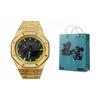 Casio Мужские часы с ЖК-дисплеем и аналоговым двойным дисплеем Серия Black GA-2100-1A1(Watch3--)