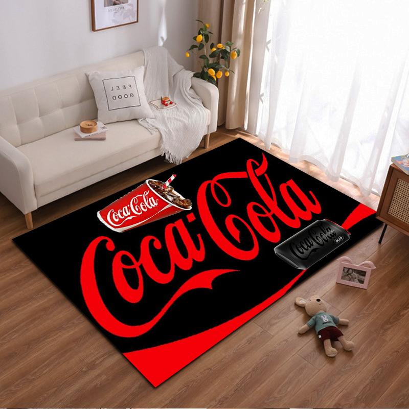 "Ковер с логотипом Coca Cola (красно-черный) для декора гостиной" Подходит для использования в качестве противоскользящего коврика для гостиной, спальни, диванов