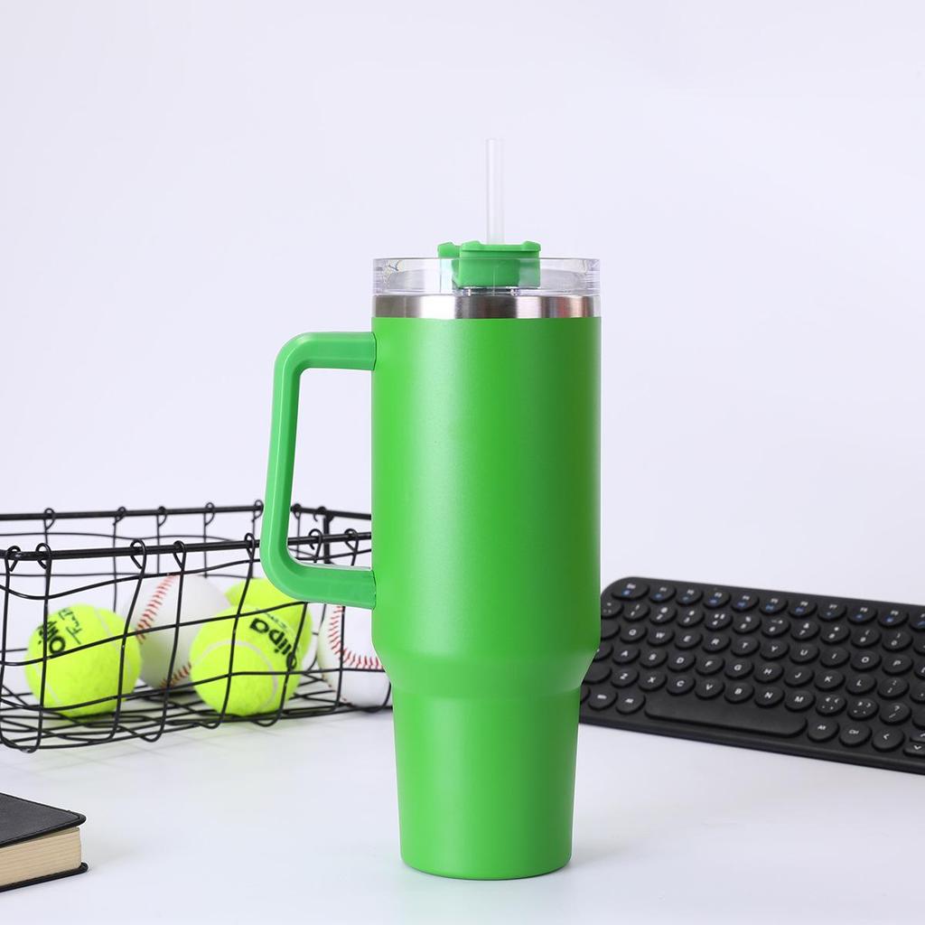 Автомобильная кружка из нержавеющей стали объемом 40 унций с ручкой и трубочкой, изолированная для холодных напитков
