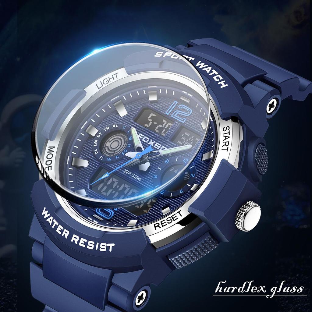 FOXBOX Fashion Men Watch Sport Casual Luminous Waterproof Dual Display Men's Digital Watch