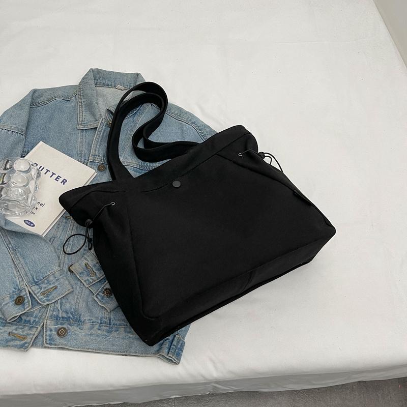 Однотонная холщовая сумка, женская сумка через плечо большой емкости, портативная большая сумка