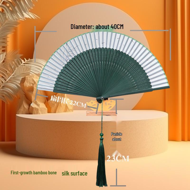 Classic Black Bamboo Folding Fan - Chinese Style Mosquito Repellent for a Cool Summer Breeze