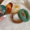 Resin Round Wide Bracelet Vintage Retro Geometric Bangle Unique Irregular Acrylic Bangle Girls