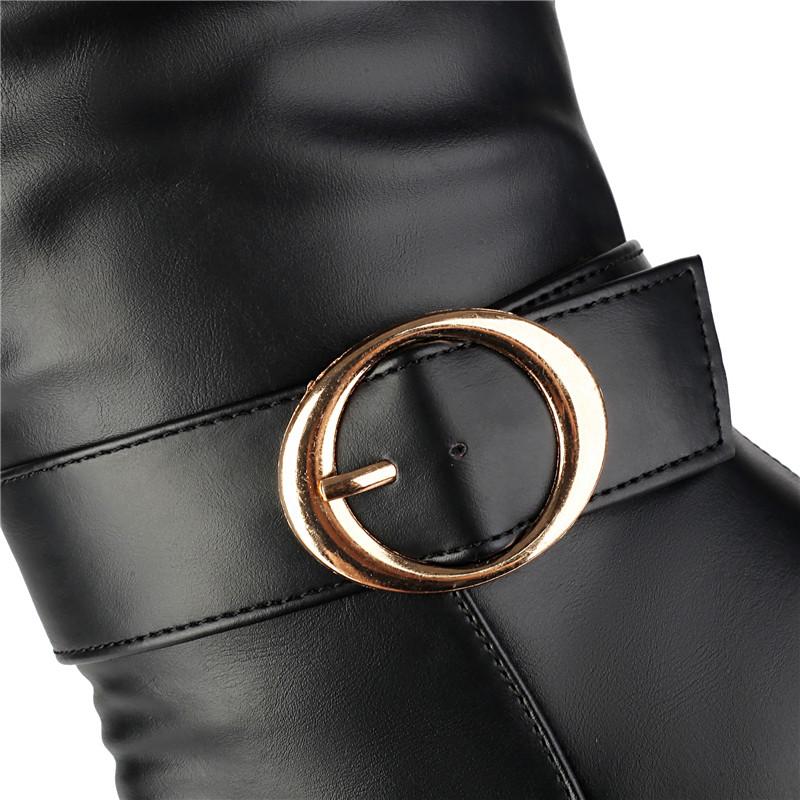 Женские сапоги на высоком каблуке осень и зима новые водонепроницаемые сапоги на толстом каблуке большого размера среднего размера