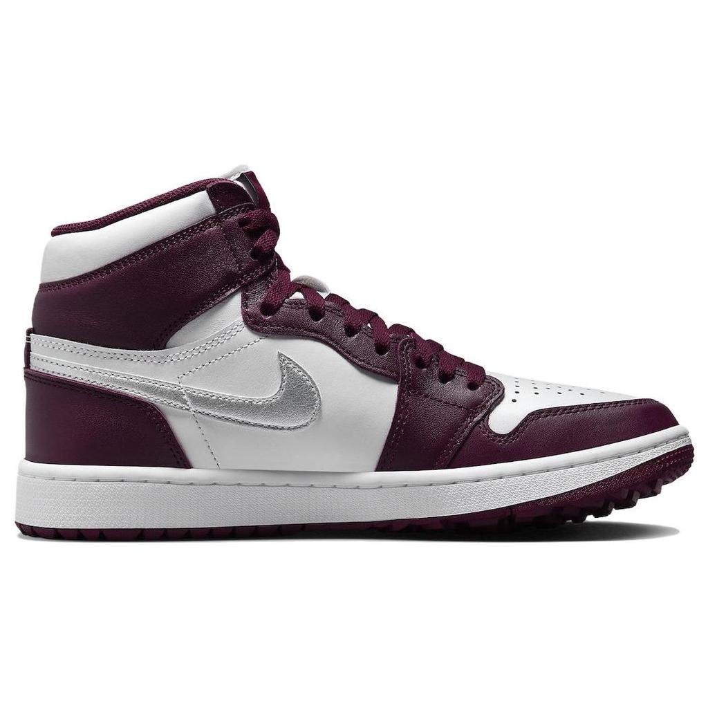 Кроссовки Air Jordan 1 High Golf Bordeaux Унисекс Красный Белый Металлик-Серебристый DQ0660-103