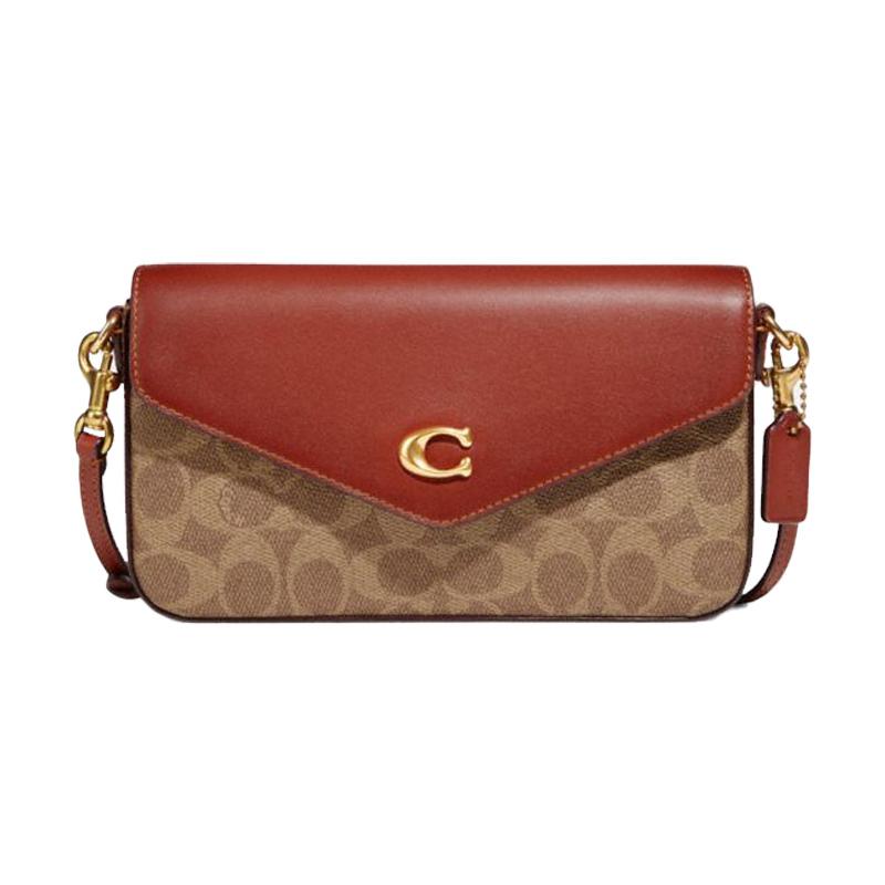 COACH crossbody bag Wyn 20 C label flip-up snap button color matching classic presbyopia canvas with leather envelope shoulder small size women's